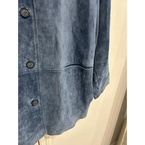 Vintage ISZ Leathers Blue Suede Button Front Jacket Sz XL - Picture 4 of 9